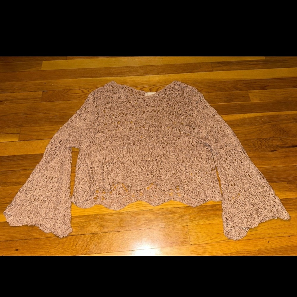 Chic Crochet Bell Sleeve Sweater